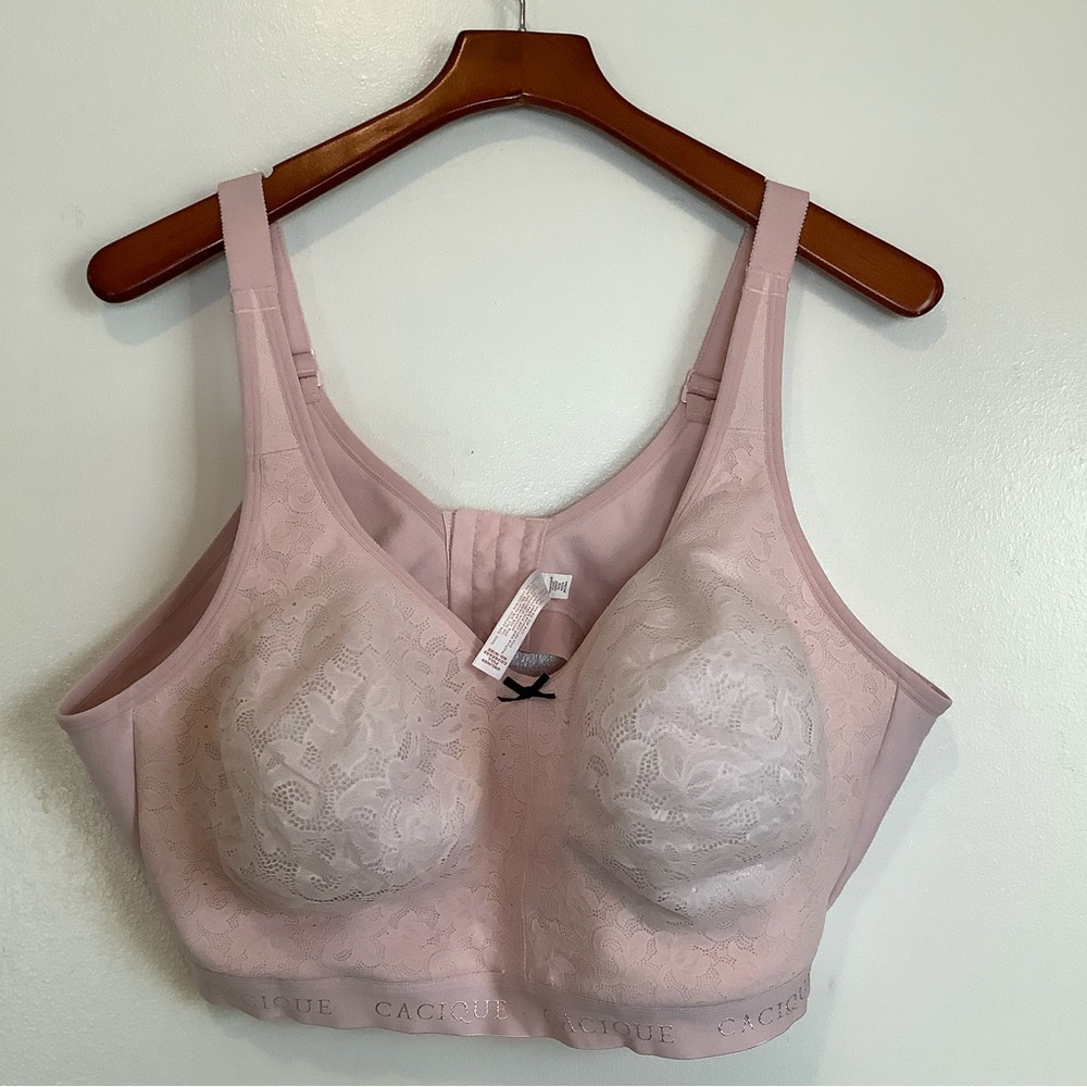 Cacique Bra Blush Lace 46DDD Soft Cup‎ Adjustable Straps No Underwire